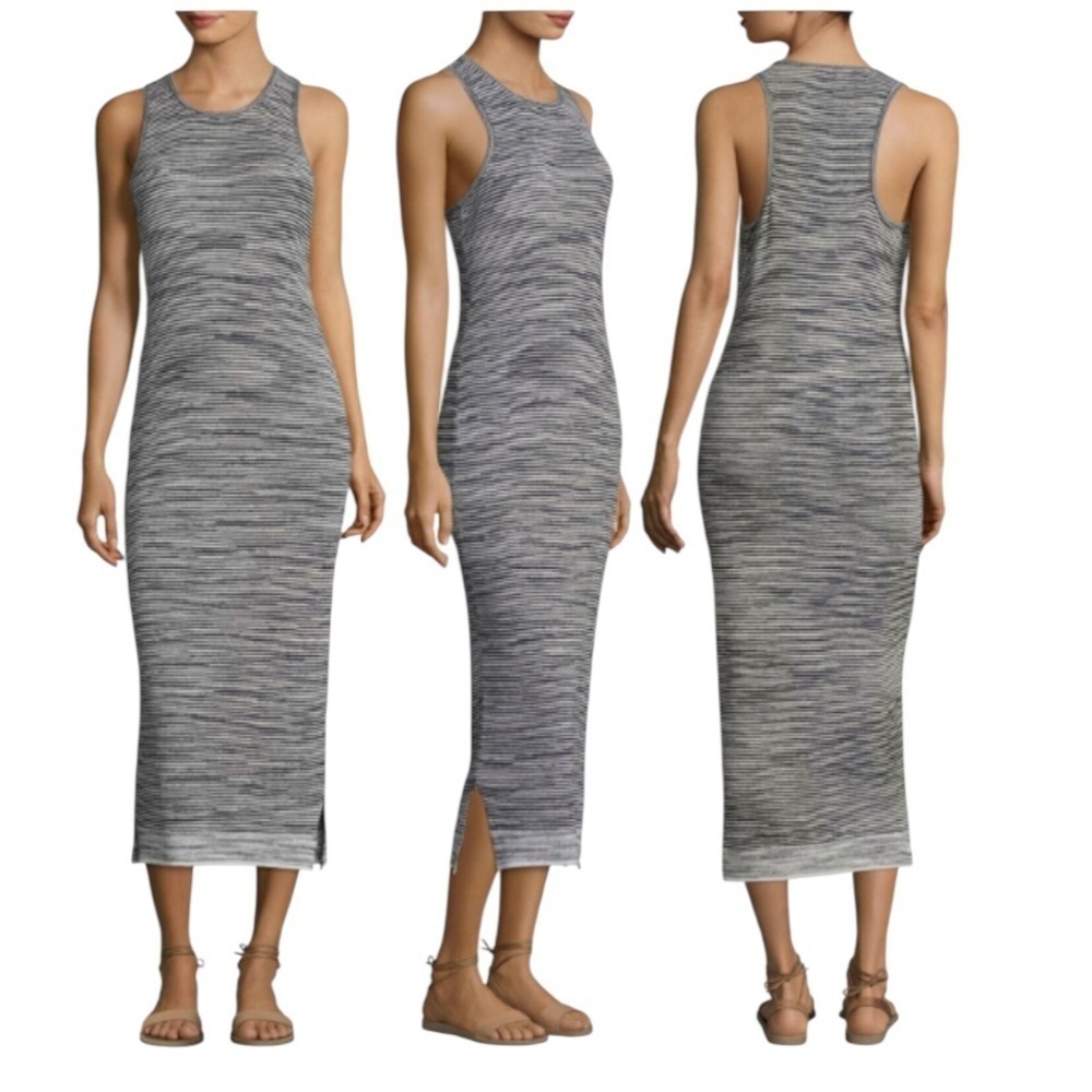 Theory Intrella size XS Space Dye Striped Linen Knit Tank Dress